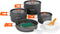 Odoland 15pcs Lightweight Non-Stick Camping Cookware Pots and Pans Set with Plastic Plates and Bowls