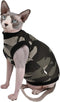 Sphynx Hairless Cat Summer Cotton T-Shirts, Round Collar Vest for Cats & Small Dogs (Medium, Black Camo)