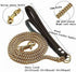 Strong Dog Chain Gold Leash Long 3FT 4FT 5FT 18K Gold Plated Stainless Steel 12mm Curb Cuban Link with Leather Handle