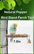Natural Bird Perch Stand with Suction Cup, Wood Training Perch for Small Medium Large Parrots, T Shape