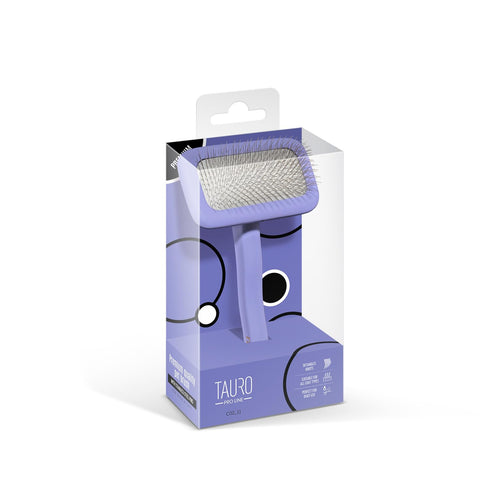 TAURO PRO LINE Slicker Brush M | Premium Brush for Dogs and Cats | Ergonomic Design with Soft Cushion | 1x Purple