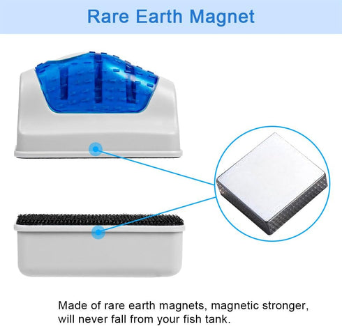 DaToo 2 1 Aquarium Cleaner Fish Tank Glass Cleaner Algae Scraper Magnetic Scrubber Algae Clean Brush, Pcs, Yr Warranty