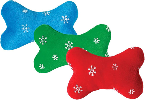 Zanies Plush Blizzard Bones Dog Toy, Large, Red
