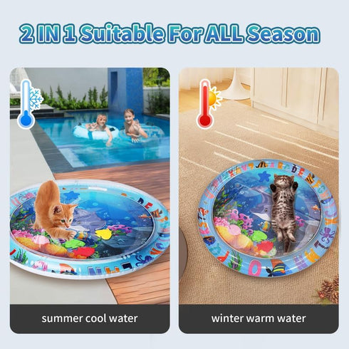 0.5mm Cat Water Mat,Upgrade Thickened Anti-Scratch Cat Water Sensory Play Mat,Unbreakable Interactive Cat Playing