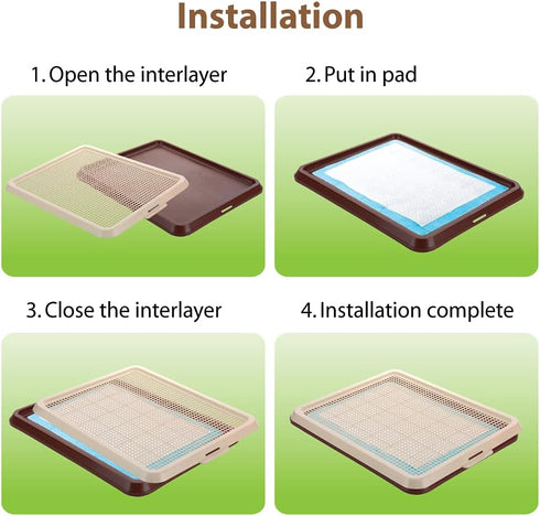 20" 16" BANU Puppy Pee Pad Holder Indoor Outdoor Dog Potty Toilet Training Tray x for Small and Medium Dogs (Ivory)