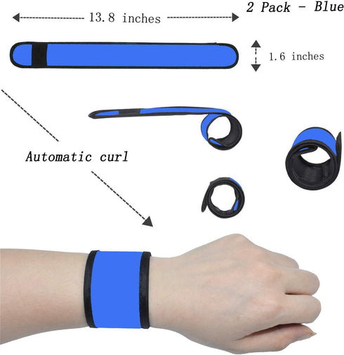 LED Slap Bracelets, Light Up Armbands Glow in The Dark Safety Reflective Wristbands for Running, Fits Men Women Kids