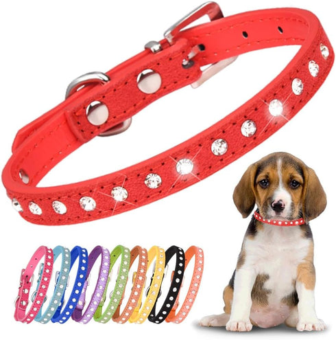Puppy Collar with Bling Diamond, Sparkly Rhinestone Glitter Jewel Collars for XXS XS Small Medium Female Dogs Boys