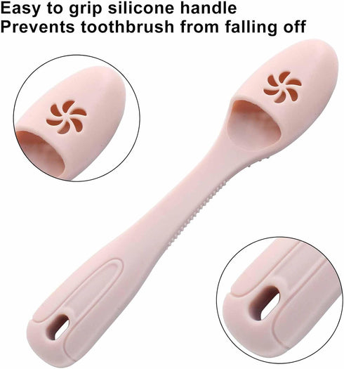 Coufce 3 Pack Dog Finger Toothbrush, Food Grade Silicone Finger Toothbrush Soft Bristles for Gentle Cleaning(Pink