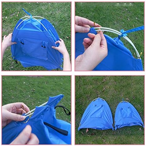 Breathable Washable Pet Puppy Kennel, Dog Cat Folding Indoor Outdoor House Bed Tent, Blue, M