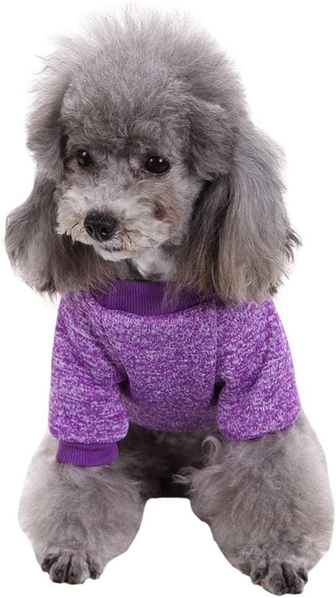 Jecikelon Purple Dog Sweater for Small Dogs, Soft Winter Clothing for Puppies, XXS XS, Cat Apparel (Large)