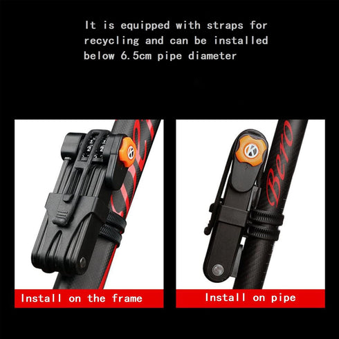 Mountain Bike Code Lock, Folding Bike Lock with 4 Password Anti-Theft, Heavy Duty Security Chain Lock