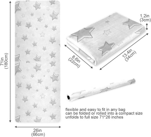 HXshaoye 71x26 inches 1 MM Handdraw Stars Baby Gray nonslip yoga mat for home printed, natural rubber non slip
