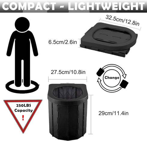 Generic Commode Backpack, Portable Toilet for Camping, Portable Potty for Adults, Porta Potty Travel Toilet Bucket