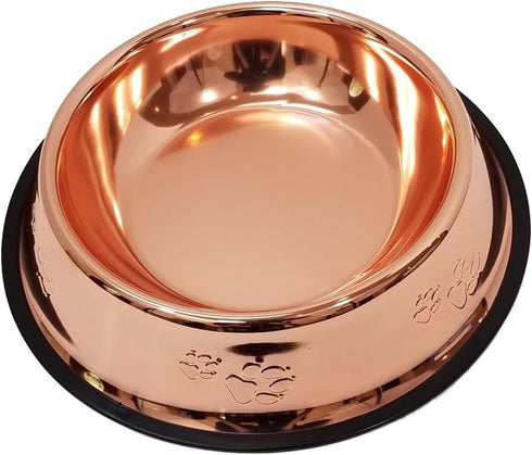 Petsentials Non-Skid Stylish Food Bowl for Pets, Premium Grade Stainless Steel in Elegant Bronze