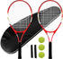 Pre-Strung Tennis Racket Set for 2 Players, 27 Inch Light Adult Racquets for Beginners with Balls, Overgrips, Carry Bag