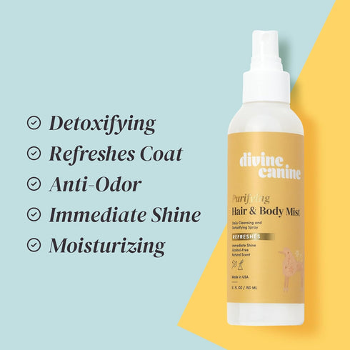 Purifying Hair & Body Mist, Dog Grooming Conditioner Spray with Aloe Vera & Vitamin E, 150ml