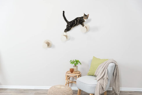 TRIXIE Wall Mount Cat Tree Steps Set | Brown | 3 Steps | Cat Furniture 49915