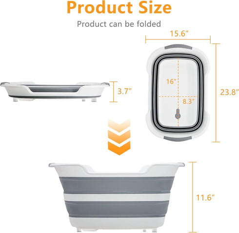 Goderewild 7.1 Gal/27L Multipurpose Collapsible Pet Bathtub Upgraded with Drainage Hole and Pet Hair Collector