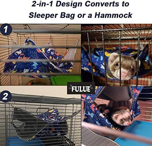 Ferret Rat Hammock Bed Nation Cage Accessories Kit Set for Guinea Pig Ferret, 13.8inch Hideouts Cave
