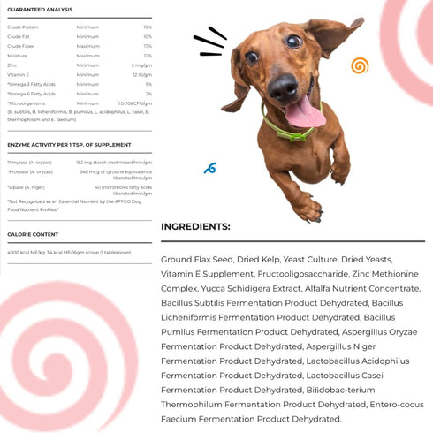 Dinovite Probiotic Supplement for Dogs, Omega 3 for Hot Spot Relief, Skin & Coat Supplement - 30 Day Supply