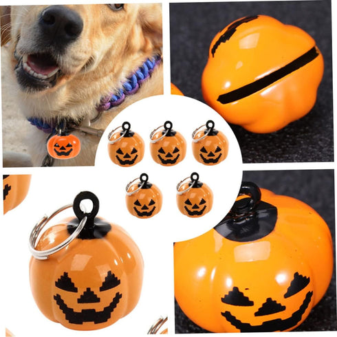 5 Pcs Pumpkin Bells Halloween Ornaments, Cartoon Keychain Pet Bells, Dog Collar Bell Decor Accessories