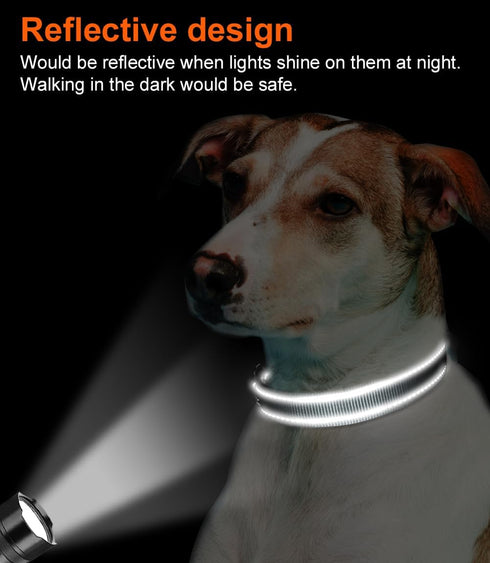 Joytale Reflective Dog Collar, Soft Neoprene Padded Breathable Nylon for Large Dogs (Gray, L)
