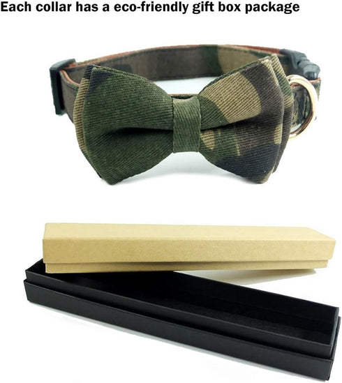 Dog Collar Bow Ties, Adjustable Camouflage Collars for Small Medium Large Dogs, 18 Colors, 3 Sizes (M 13"-18")
