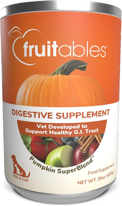Fruitables Pumpkin Digestive Supplement, Made with Pumpkins for Dogs, Healthy Fiber Supplement