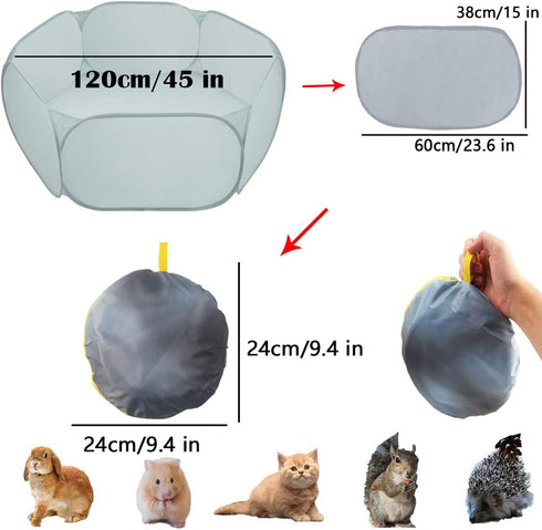 Small Animal Cage Tent Playpen with Fabric, Breathable Transparent Pet Playpen, Portable Yard Fence for Outdoor/Indoor