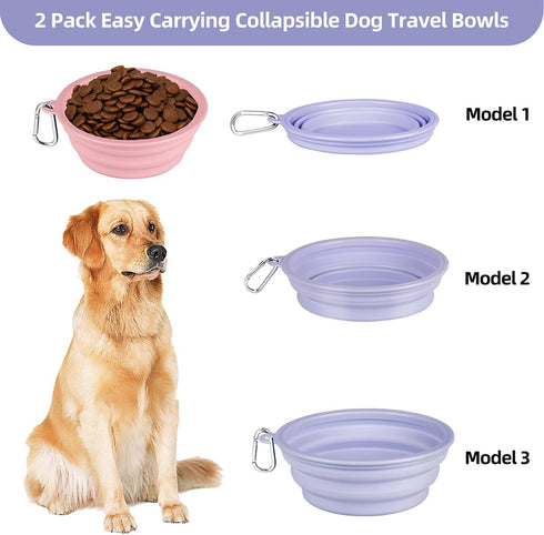 Kytely Collapsible Dog Bowls, X-Large (1500ml), 2 Pack Foldable Travel Bowls, Portable Dog Water Food Bowl,