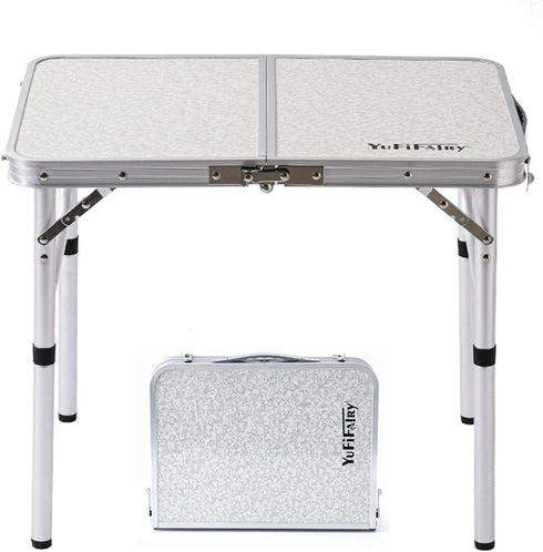Folding Camp Table Small, 24''L x 16''W with Adjustable Height Legs for Indoor Outdoor Lightweight Dining