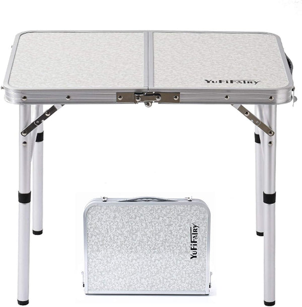 Folding Camp Table Small, 24''L x 16''W with Adjustable Height Legs for Indoor Outdoor Lightweight Dining