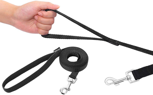 AMAGOOD 6 FT Puppy/Dog Leashes, Strong Traditional Style Leash with Easy Collar Hook, Black, 5/8" x 6 Feet