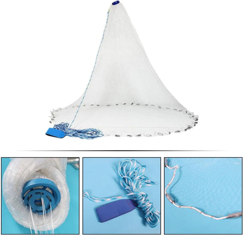 300 FRCOLOR Cast Fishing Net Hand Throw Net with Steel Sinkers Single Monofilament for Saltwater and Freshwater Fishing