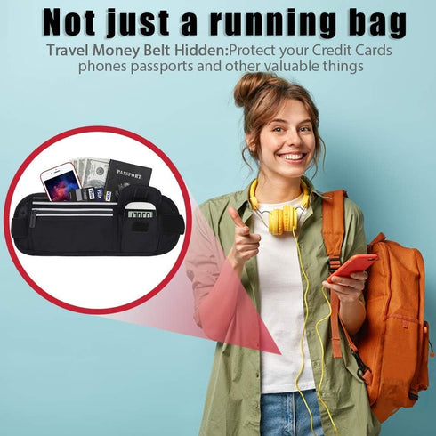 Slim Running Belt Fanny Packs for Women Men, Reflective Waist Pack Phone Holder for Fitness Workout, Water Resistant