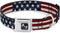 Buckle-Down Americana Rustic Stars & Stripes Seatbelt Buckle Dog Collar - 1" Wide, Fits 15-26" Neck