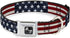 Buckle-Down Americana Rustic Stars & Stripes Seatbelt Buckle Dog Collar - 1" Wide, Fits 15-26" Neck