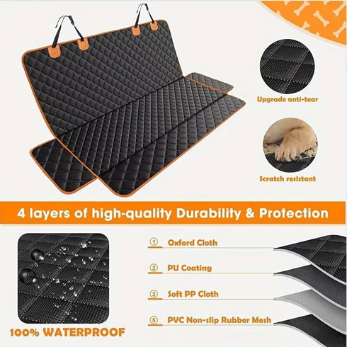 ZLXMRUT 1994-2002 2500/3500, 4-Layer Dog Car Seat Cover for Dodge Ram Waterproof Back Seat Protector Non-Slip Pet Bench