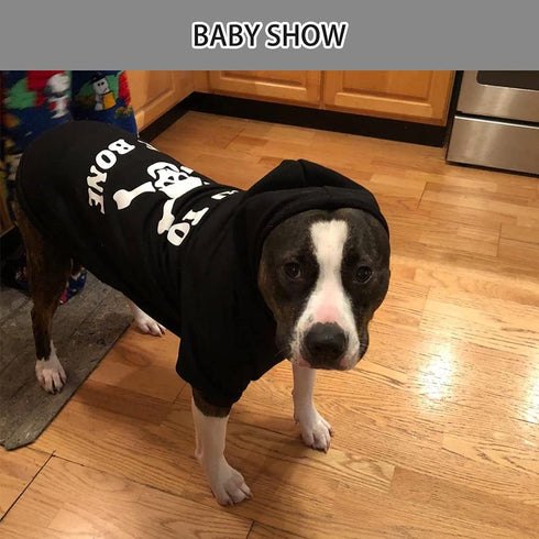 EXPAWLORER Bad to The Bone Dog Hoodie Sweater - Warm Fleece Lined Pet Clothes for Large Dogs, 2XL