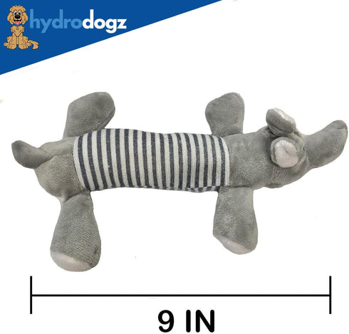 5 Pack Squeaky Plush Puppy Dog Chew Toy Assortment - Interactive Teething Toys for All Breeds and Sizes, Elephant, Pig,