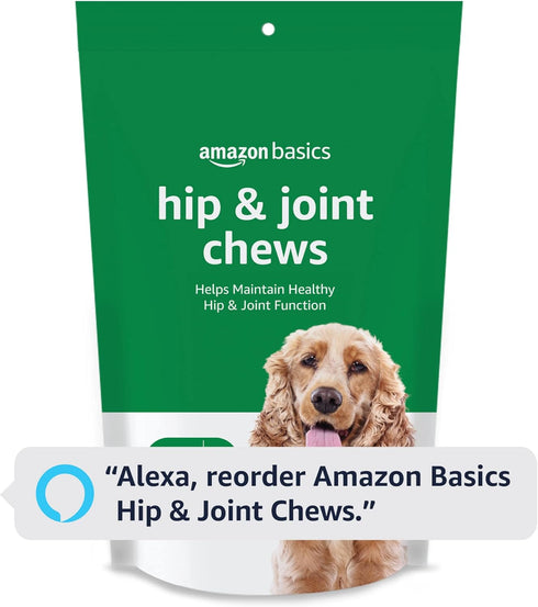 120 Count Amazon Basics Dog Hip & Joint Daily Supplement Chews with Glucosamine, MSM, and Vitamin C, Duck Flavored