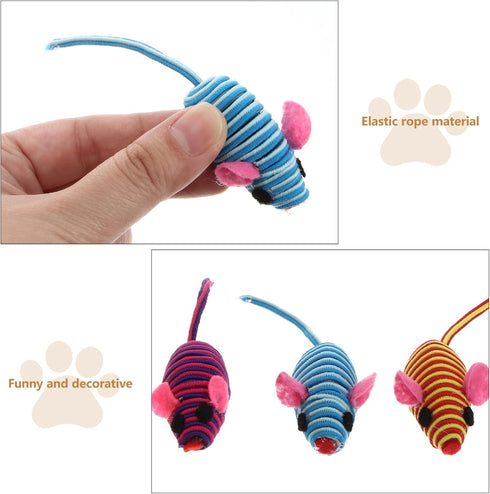 Totority Catnip Mice Cat Toy, Rubber Band Mouse with Elastic Rope for Cats, Realistic Teaser Playing Prop