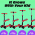 Kick Scooters for Kids Ages 3-5, Adjustable Height Foldable Scooter with Removable Seat and LED Light Wheels