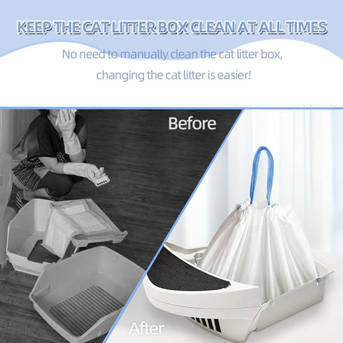 Ferypet 100 Packs 3/4 Cat Litter Bags with Drawstring, Compatible with Litter-Robot Cat Litter Box, Replacement Waste
