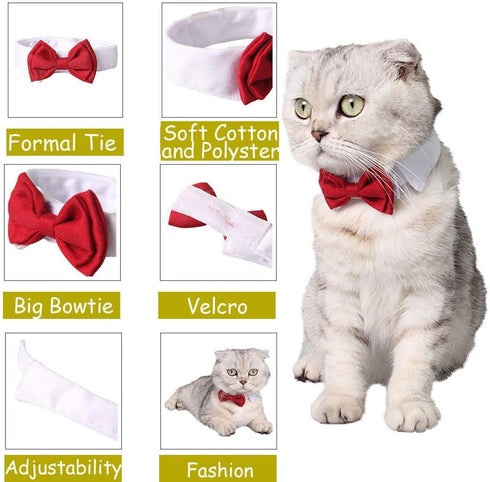 Selected Adjustable Dog Bow Tie - Puppy Pet Costume Collar, Formal Bowtie for Dogs & Cats, Red