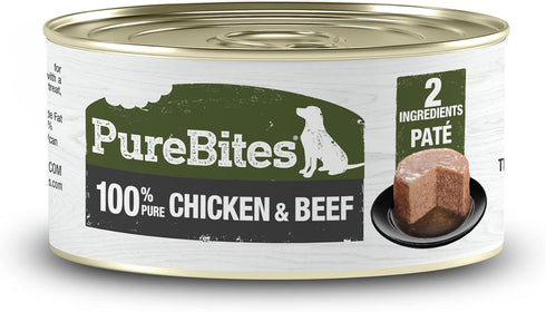 PureBites Chicken & Beef Pates for Dogs - Only 2 Ingredients, Case of 12