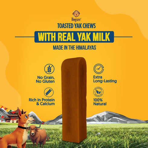 4 Dogsee Toasted Yak Cheese Himalayan Dog Chews (Large- Chews) | Extra Long-Lasting | Double Cooked for Extra Smoky