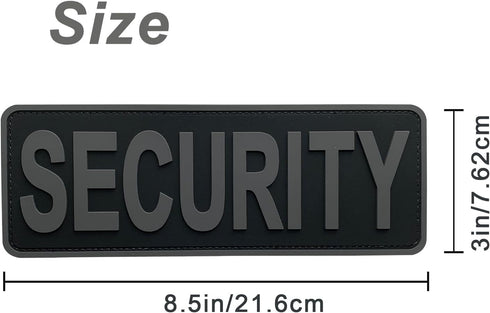 Large Security Patch PVC Subdued 8.5x3 inches for Tactical Vest Jackets Uniforms (Black and Gray)
