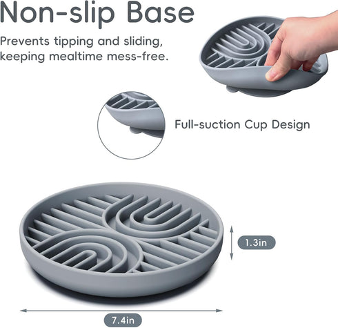 Slow Feeder Dog Bowls, Silicone Puzzle Bowl with Suction Cup for Anxiety Relief, Dishwasher Fit, for All Breeds