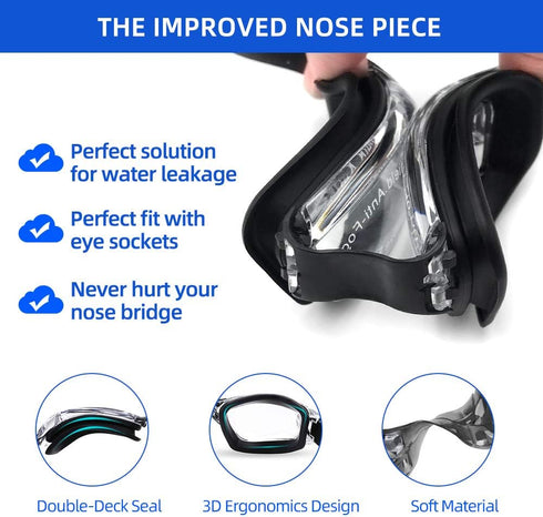 Swimming Goggles and Cap Set, Silicone Swim Hat Pack for Adults with Anti-Fog Glasses